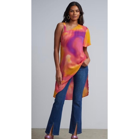New York And Company Tops - Maxi Top Asymptomatic Tie-dye Print